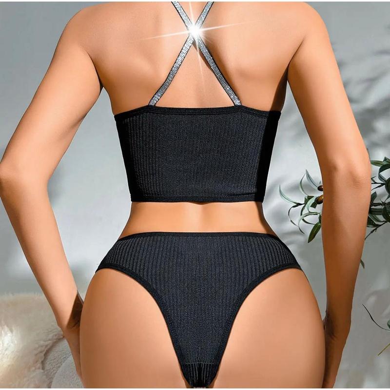 Underwear Set with Shiny Strings panty two-piece